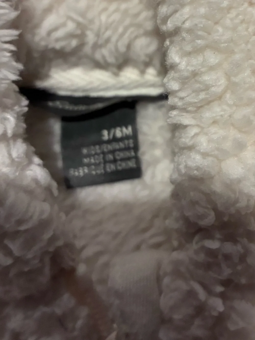 Eddie Bauer Fuzzy Full Zip Hooded Jacket Cream Size 3-6 Months Sherpa Fleece